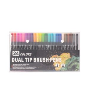 Kit canetinhas ponta dupla 24 cores personalizado