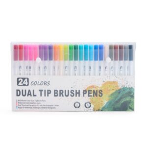 Kit canetinhas ponta dupla 24 cores personalizado