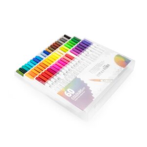 Kit canetinhas ponta dupla 60 cores personalizado