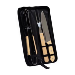Kit churrasco 3 peças em inox com madeira personalizado