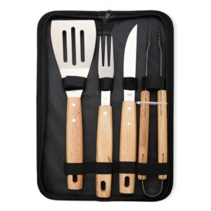 Kit churrasco 4 peças em inox com cabo de madeira personalizado