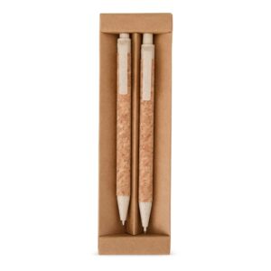 Kit ecológico caneta e lapiseira em cortiça personalizado