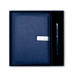 Kit caderno  fichário 23x18cm e caneta metálica personalizado
