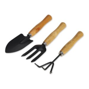 Kit jardinagem 3 peças com cabo de madeira personalizado