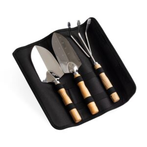 Kit jardinagem 3 peças em inox e madeira personalizado