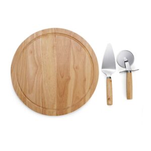 Kit pizza 3 peças em bambu e inox personalizado
