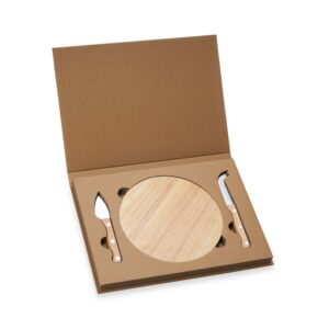 Kit queijo 3 peças em estojo kraft personalizado