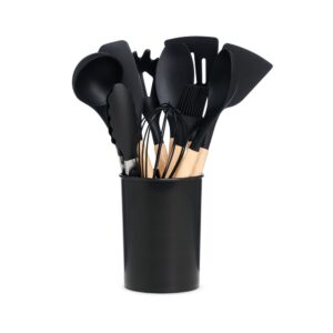 Kit utensílios de cozinha 12 peças em silicone e bambu personalizado