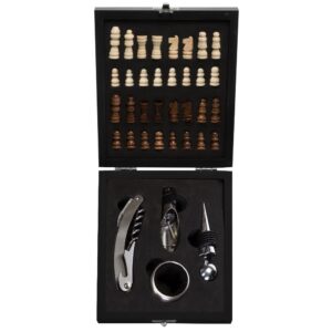 Kit vinho 4 peças em estojo xadrez personalizado