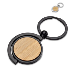 Chaveiro em metal com detalhe em bambu personalizado