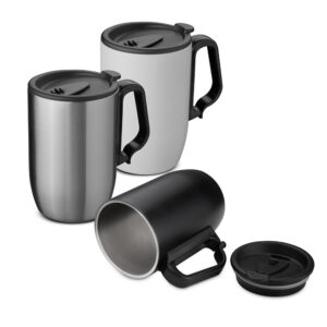 Caneca térmica em inox 350ml com alça mosquetão personalizada