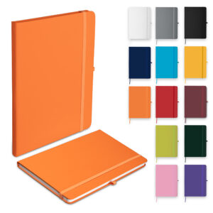 Caderno A5 capa em PU com elástico personalizado