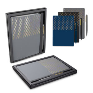 Kit caderno A5 PU com caneta metálica personalizada
