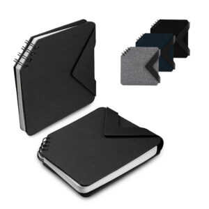Caderno de bolso 12x12cm em rPET fecho magnético personalizado