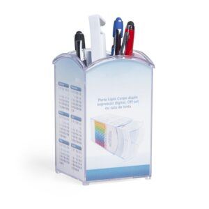 Porta canetas em acrílico com porta foto personalizado
