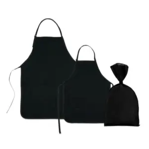 Kit avental e mini avental em brim preto personalizado