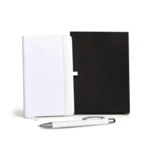 Kit caderneta bolso 10x16cm com caneta personalizado - branca