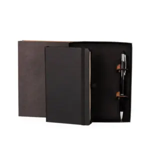 Kit caderneta bolso 10x16cm com caneta personalizado - preto