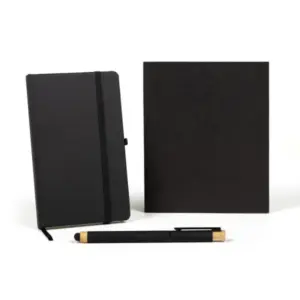 Kit caderneta bolso 10x16cm com caneta personalizado - preto