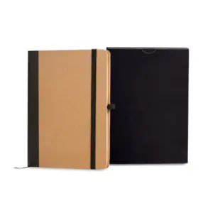 Caderneta 12x17cm capa dura personalizada - bege/preto