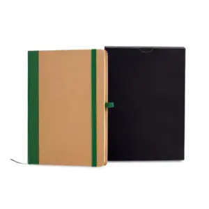 Caderneta 12x17cm capa dura personalizada - bege/verde