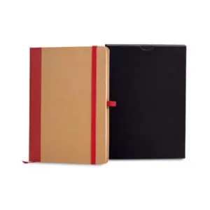 Caderneta 12x17cm capa dura personalizada - bege/vermelho