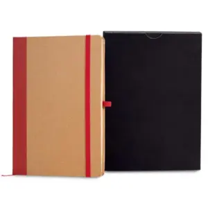 Caderneta A5 personalizada - bege/vermelho