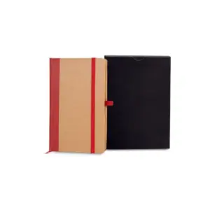 Caderneta A5 personalizada - bege/vermelho