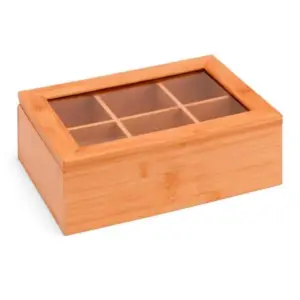 Caixa para chás em bambu com visor personalizada