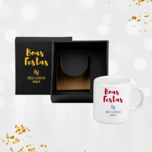 Caneca em cerâmica branca 270ml com caixa personalizada