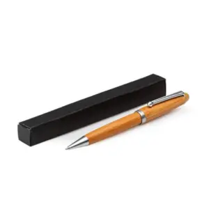 Caneta em bambu cromado fosco personalizada