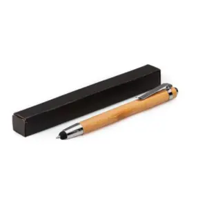 Caneta em bambu com touch personalizada