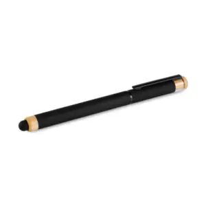 Caneta roller em alumínio reciclado e bambu preta personalizada