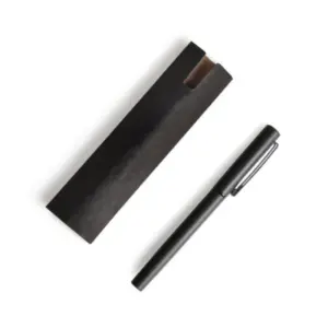 Caneta roller em alumínio com tampa preta personalizada