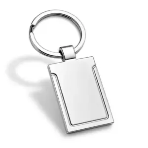 Chaveiro em metal cromado fosco retangular personalizado