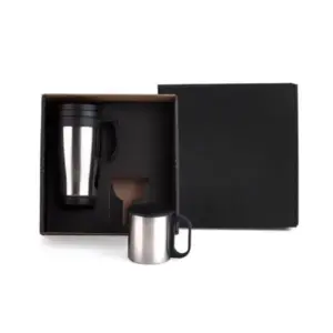 Conjunto garrafa e caneca em inox 400ml personalizado