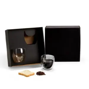 Kit com 2 copos em vidro parede dupla 250ml personalizado