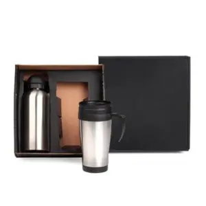 Kit squeeze inox e caneca em inox 600/410ml personalizado