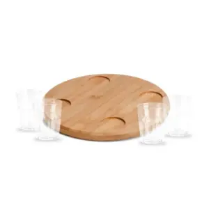 Conjunto para dose com base em bambu 5 peças personalizado