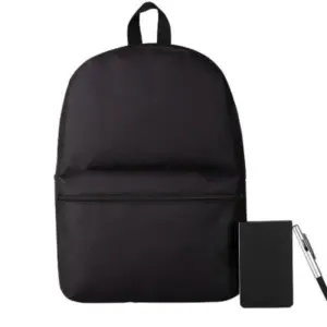 Conjunto mochila bloco e caneta 3 peças personalizado