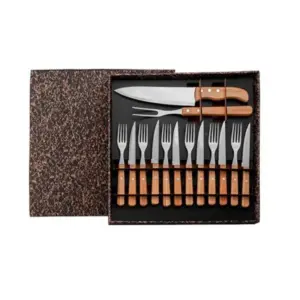 Conjunto para churrasco com garfo faca e talheres 14 peças personalizado