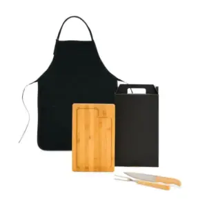 Conjunto para churrasco com avental 4 peças personalizado