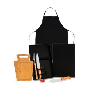 Conjunto para churrasco com avental 5 peças personalizado