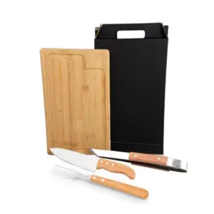 Conjunto para churrasco com pegador 4 peças personalizado