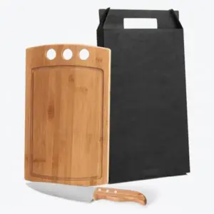 Conjunto para churrasco em bambu madeira e inox 2 peças personalizado
