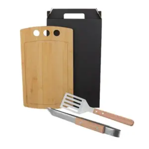 Conjunto para churrasco e hambúrguer com pegador e espátula personalizado