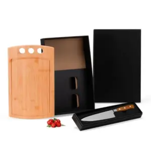 Conjunto para churrasco premium em bambu madeira e inox 2 peças personalizado