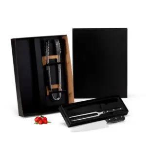 Conjunto para churrasco premium em madeira e inox personalizado