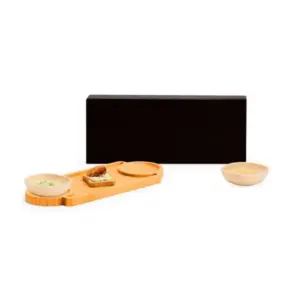 Conjunto para petisco em bambu exclusive 3 peças personalizado