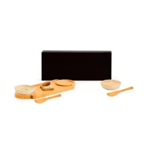 Conjunto para petisco em bambu exclusive 5 peças personalizado